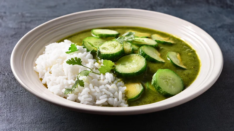 Cucumber Dal with rice