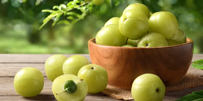 Amla Fruits in a bowl on a table