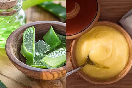 Aloe vera and ghee to remove skin dullness