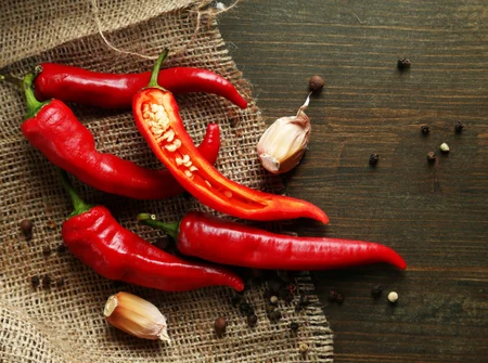 Red hot chili peppers and garlic